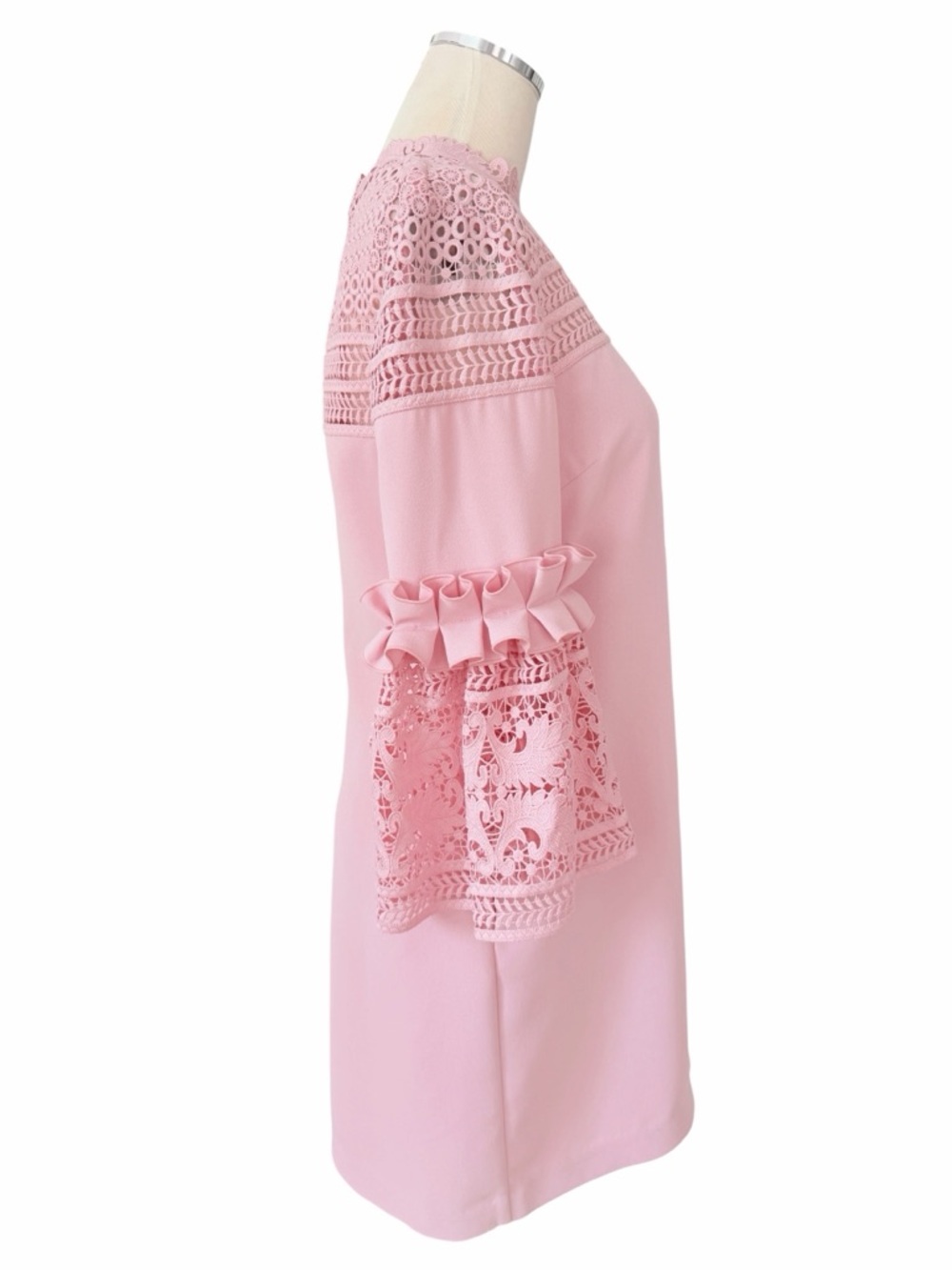 Ted Baker Soft Pink Lace-Yoke Bell-Sleeve Shift Dress Sz 6 (TB 2) - Picture 11 of 17